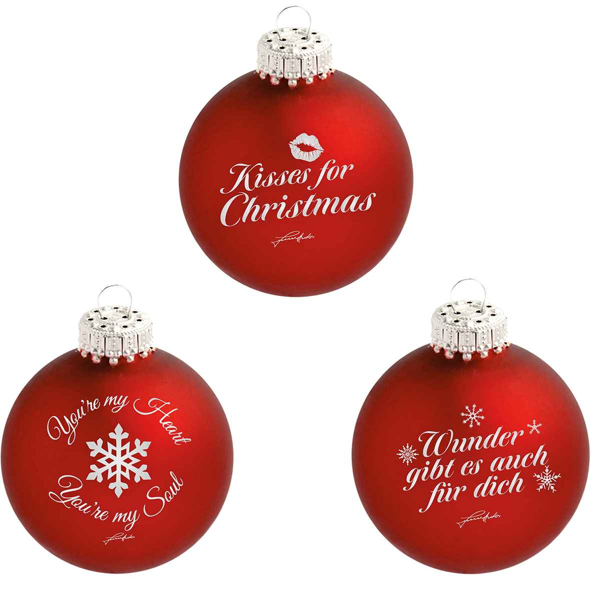 Thomas Anders Weihnachtskugeln 'Kisses for Christmas', 3er Set